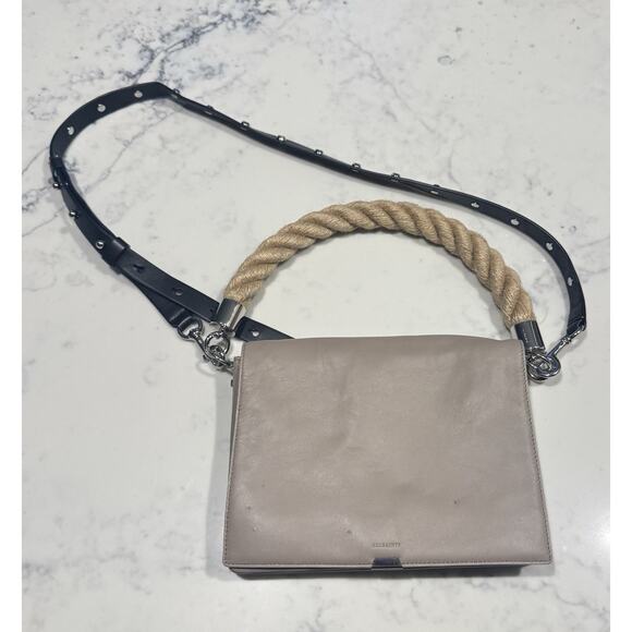 All Saints Harri Crossbody Bag Tan Black Rope Handle Purse Handbag Allsaints - Picture 1 of 13